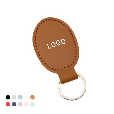 Oval Leather Keychain